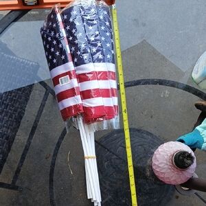 4th Of July,  Good Quality American Flag Set with Poles, Thick Silky Material